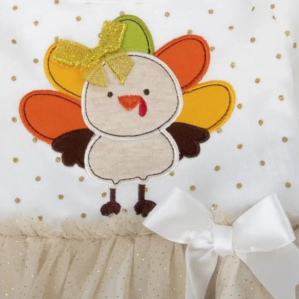 Baby Essentials Thanksgiving Fall Outfit Top Skirt Leggings 4 Piece Set Size 3 M